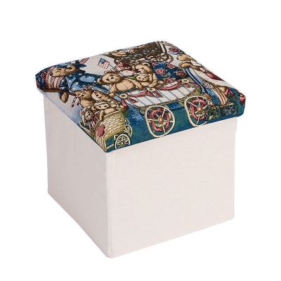 New cotton and linen storage stool changing stool can fold large storage space storage box