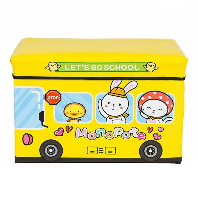 Factory direct sale children's toy car leather court stool can sit in the cartoon storage box folding shoe stool