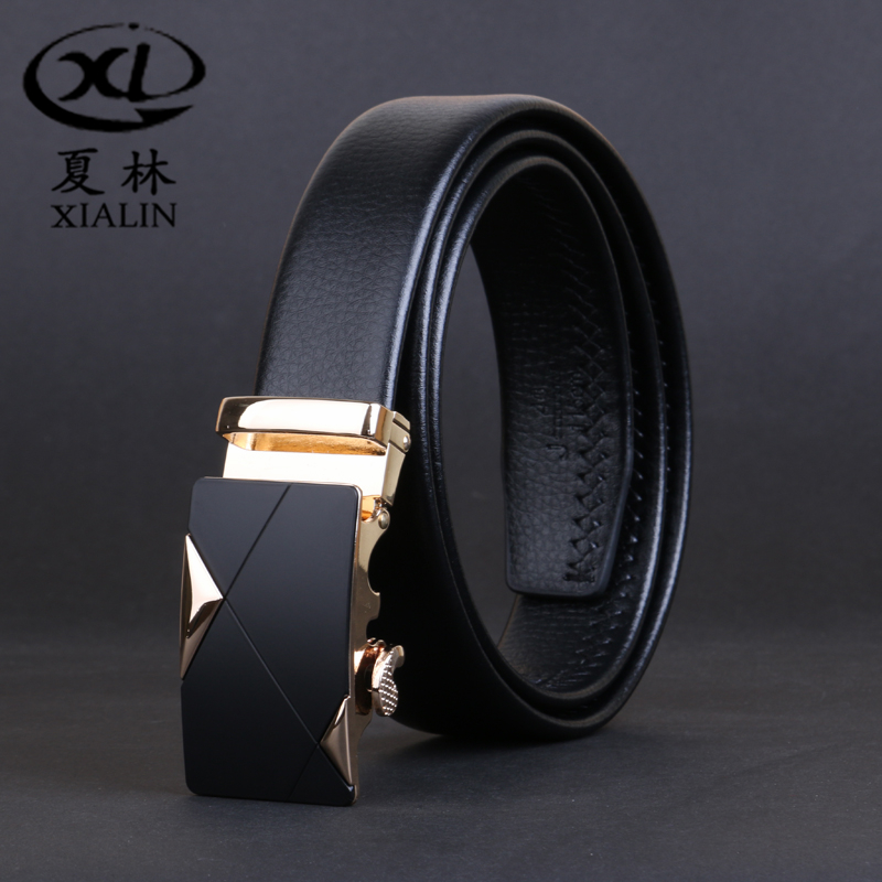 男士黑色商务自动扣腰带 优质合金扣头皮带 可用礼盒包装