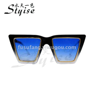 New fashion sunglasses trapezoid personality retro big box multicolored sunglasses 129