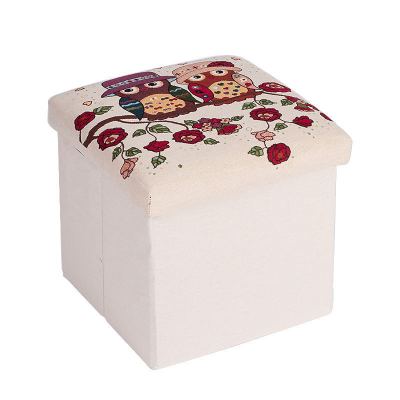 Simple and fashionable cotton and linen receptacle stool for changing shoes stool can fold large capacity clothes storage box
