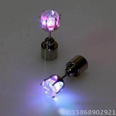 Luminous diamond stud glitter zirconium diamond stud glitter earrings glitter nail nightclub bar party creative gifts