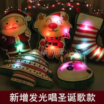 Manufacturers direct LED 7 - color light singing Santa Claus with pillow elk Christmas socks doll pendant Christmas tree