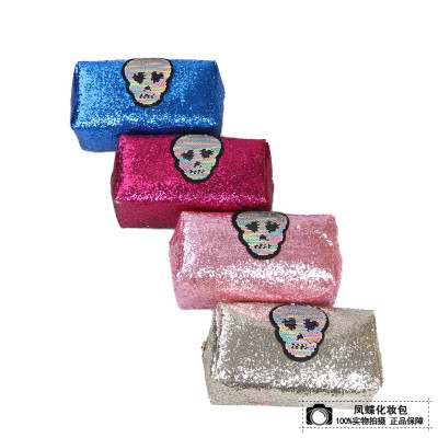 Factory direct color sequins fashion skull bag woman