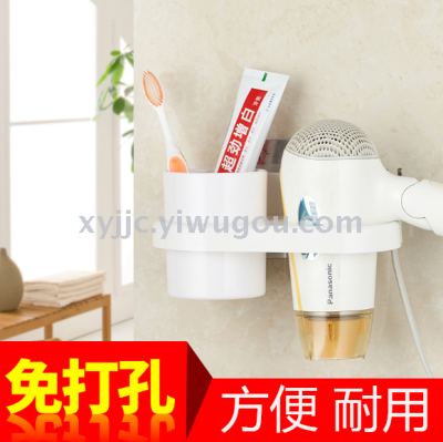 Non-perforated electric hair dryer shelf  bathroom furniture rack wall hanging duct rack suction wall type toilet
