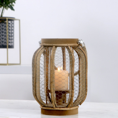 American style industrial wind restoring ancient ways iron art net face windproof horse lamp creative candle platform 