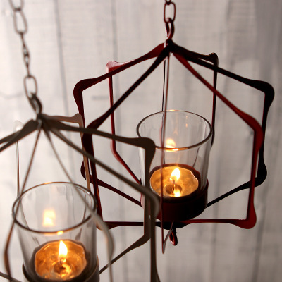 Simple iron art candlestick lamp hanging pendant lamp candlestick decoration creative household decoration coffee shop