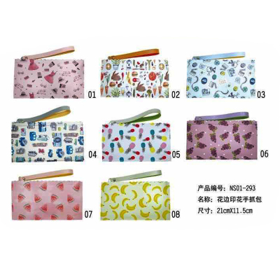 New color printing lace long style handbag fruit doodle grab bag hand bag