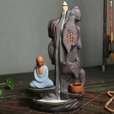 Ceramic reverse-flow incense burner, zen art furnishing parts, purifying air and biological odor, with aromatherapy effect,