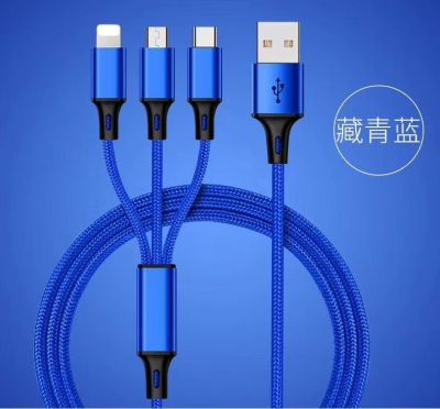 Woven One-to-Three Mobile Phone Data Cable