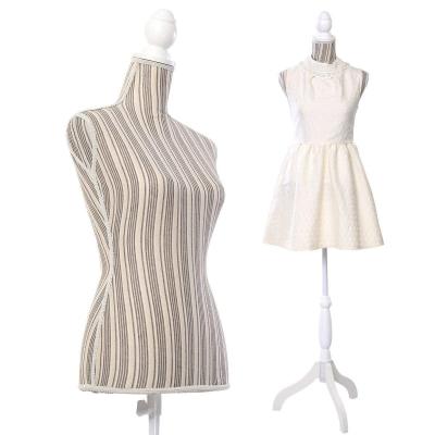 Female Mannequin Torso Body Dress Form with White Adjustable Tripod Stand for Clothing Dress Jewelry Display