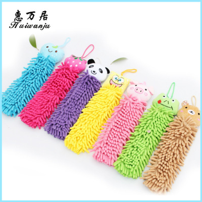 Manufacturer Direct Selling Featured Cartoon Animal Chenille towel can hang coral velvet WASH cloth towel batch