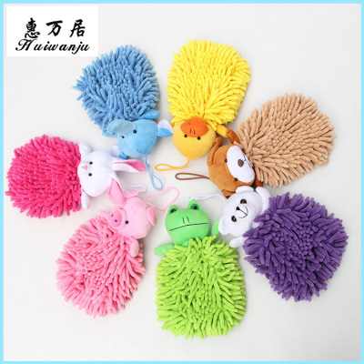 Three - dimensional animal hand ball - wiping cartoon hand - wiping block can be hanging chenille hand towel polyester material cloth