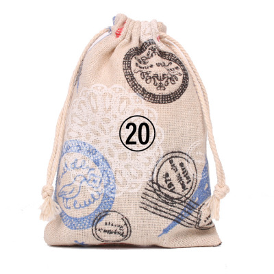 Handmade Cotton Linen Printed Drawstring Bundle Small Cloth Bag Underwear Luggage Clothes Storage Snacks Gift Bag