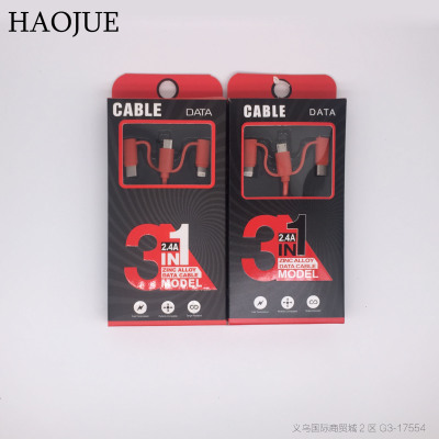 Three in one data line android +Iphone+type-c one tow three mobile phone charging line charging at high speed
