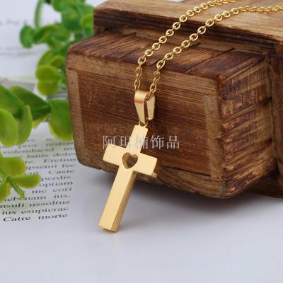 Stainless steel cross love pendant necklace 