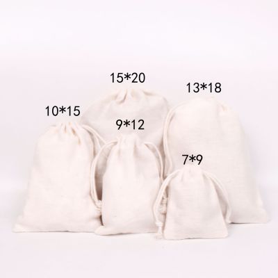 Cotton Linen Bag in Stock Wholesale Drawstring Gift Packaging Bag Accessories Jewellery Cotton Drawstring Backpack Custom Logo