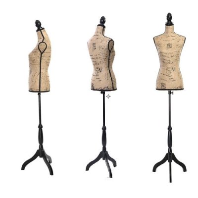 Female Mannequin Torso with Wood Tripod Stand Base,Pinnable Dress Form Body Clothing Display