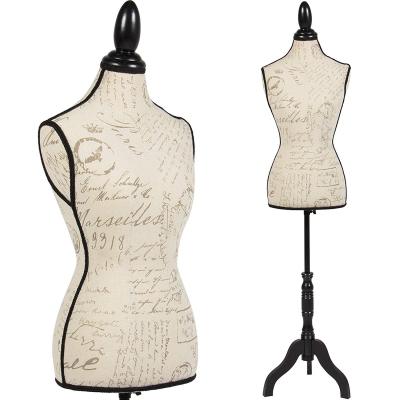 Female Mannequin Torso Dress Form with Wood Tripod Stand Pinnable Size 
