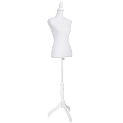 Female Mannequin Torso Body Dress Form with White Adjustable Tripod Stand for Clothing Dress Jewelry Display