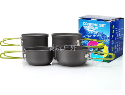 DS201 set pot outdoor camping supplies 2-3 people portable set pot multi-function set pot mini set pot aluminum oxide