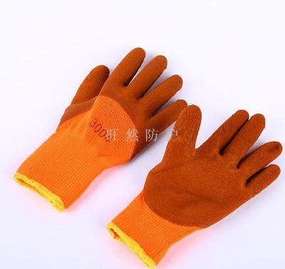 Rubber gloves with ruffled hair