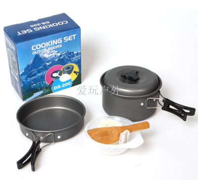 Outdoor goods DS200 sets of POTS 1-2 people camping 8 sets of picnic POTS cooker sets of cookware sets  POTS