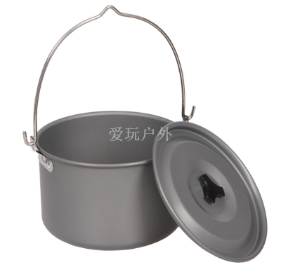 DS700 outdoor picnic single pot aluminum oxide camping hanging pot sitting pot 5-8 people marched on the picnic pot 