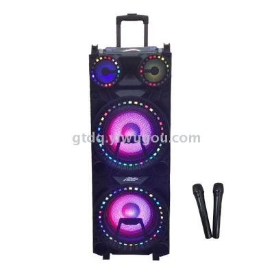 210A double 10-inch pull rod battery sound stage speaker with two microphone LED lights