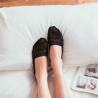 Spring and autumn single shoe single fashion lace boat socks/invisible socks Spring and summer light mouth thin socks wholesale