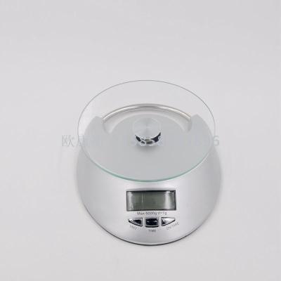 Ke-4 peeling kitchen scale electronic food scale electronic scale with clock glass scale 5kg/1g