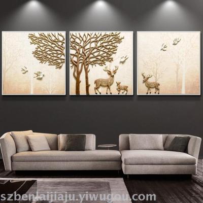 Three-dimensional relief painting sofa background decoration painting