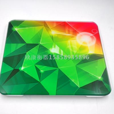 Popular fashion home toughened glass LED intelligent electronic scale human health scale weight cartoon geometric