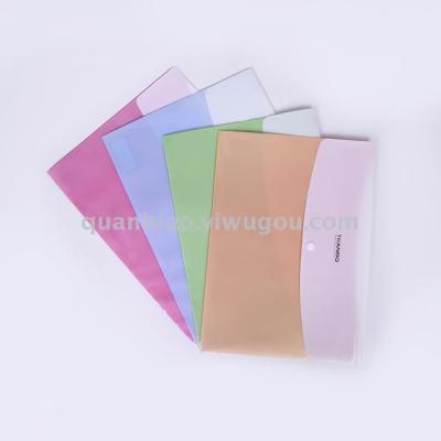 TRANBO double pockets candy color a4fc size button file bag PP data bag OEM