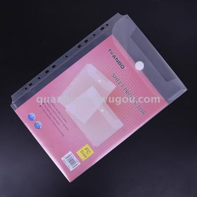TRANBO 11 hole transparent file bag with color paper magic tape file bagOEM
