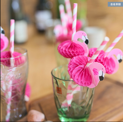 Flamingo pipette paper straw Flamingo theme party straw shape green cocktail straw