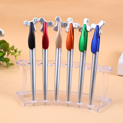 The little finger gyro design double color ball pen Smooth writing Precision wear-resisting