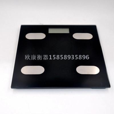 Popular fashion household toughened glass LED electronic scale human health weight 180kg four corners simple