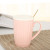 Simple but elegant ceramic color creative Cup Vertical Grain milk Cup with a gold spoon mug a hair Cup