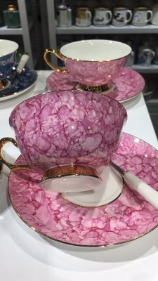 Ruby and sapphire! Bone China coffee cup and saucer ceramic hotel supplies