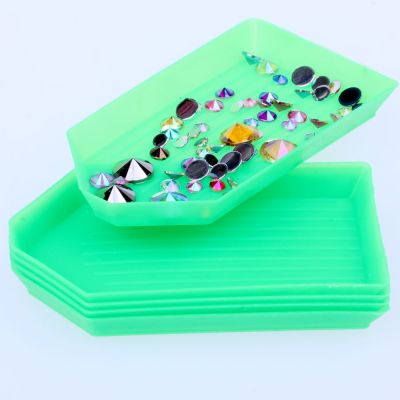 5pcs Plastic Round Or Green Rectangular Rhinestone Tray Tool Acrylic Plate Case Storage Nail Art Diy Rhinestones Tray 