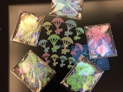 New Parachute 5-Color Mixed Series Luminous Stickers Fluorescent Sticker Factory Direct Sales Removable Creative Bedroom Decoration