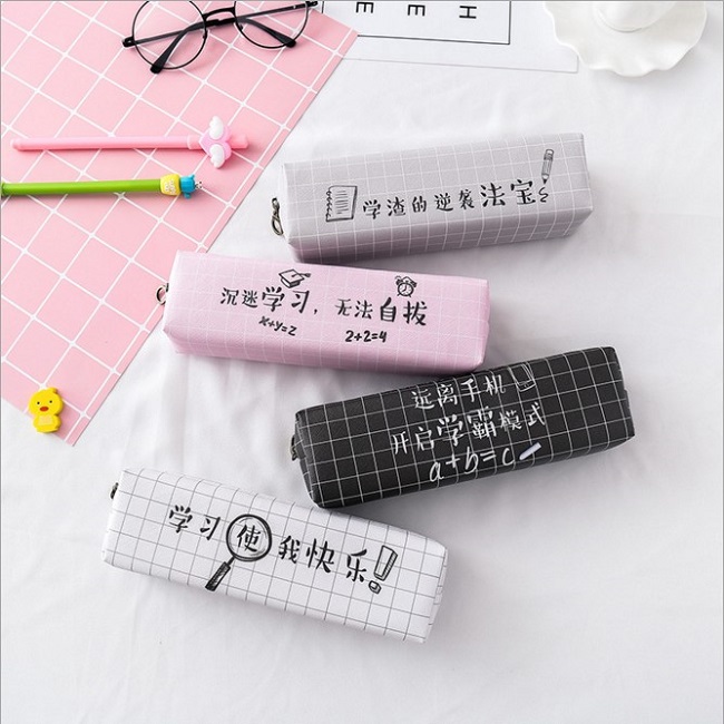 福卓鸟简约个性学习文字笔袋 创意男女学生文具盒铅笔袋学习文具
