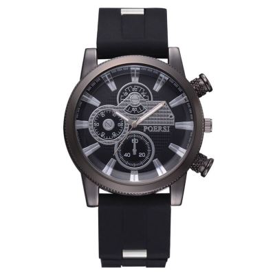 Foreign trade new style fashionable hot - selling big watch plate gun black sport personality silicone band watch 6