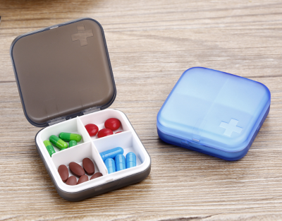 Creative Four-Grid Packing Plastic Small Medicine Box Portable Pill Box Tablet Dustproof Medicine Storage Box