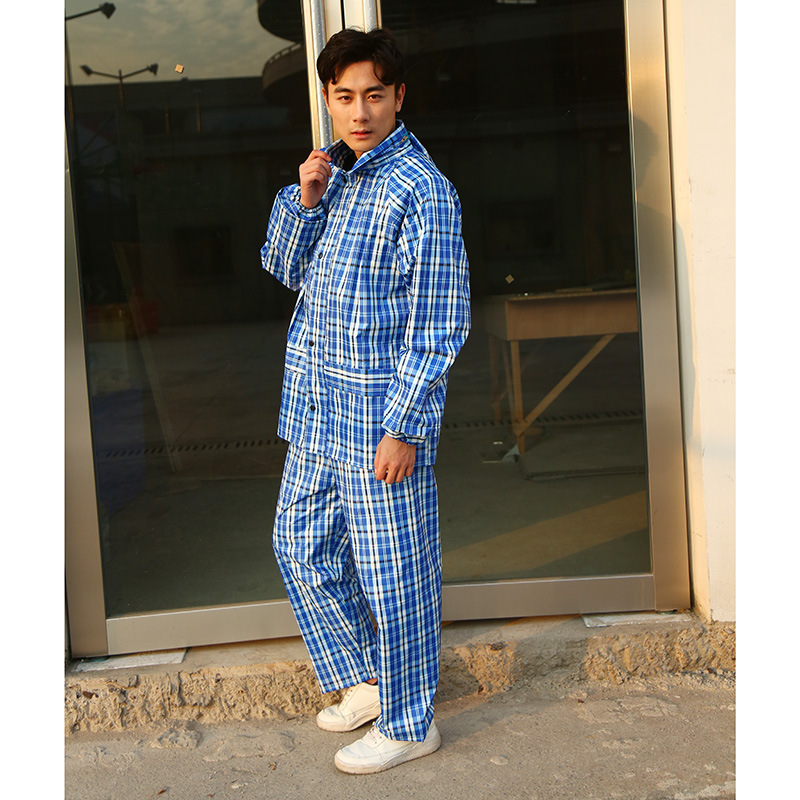 CHUNYAN creative new products adult rainwear striped plaid raincoat fashion waterproof suit PVC split raincoat 