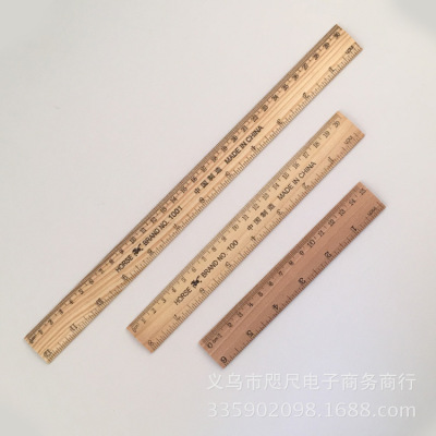 Engraved LOGO customized the original wood color wooden ruler is 15 cm, 20 cm, 30 cm dual - scale wooden ruler, manufacturers direct shot