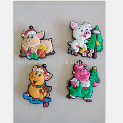 Creative Christmas refrigerator stickers pig drop plastic cartoon innovative refrigerator stickers