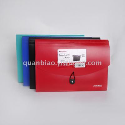 TRANBO 7 pockets A4 size solid color PP elastic fastener expanding file organ package file packOEM