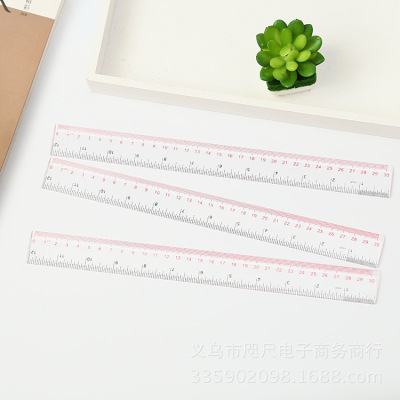 Binbin student wholesale stationery office student supplies direct ruler transparent 30cm PVC ruler